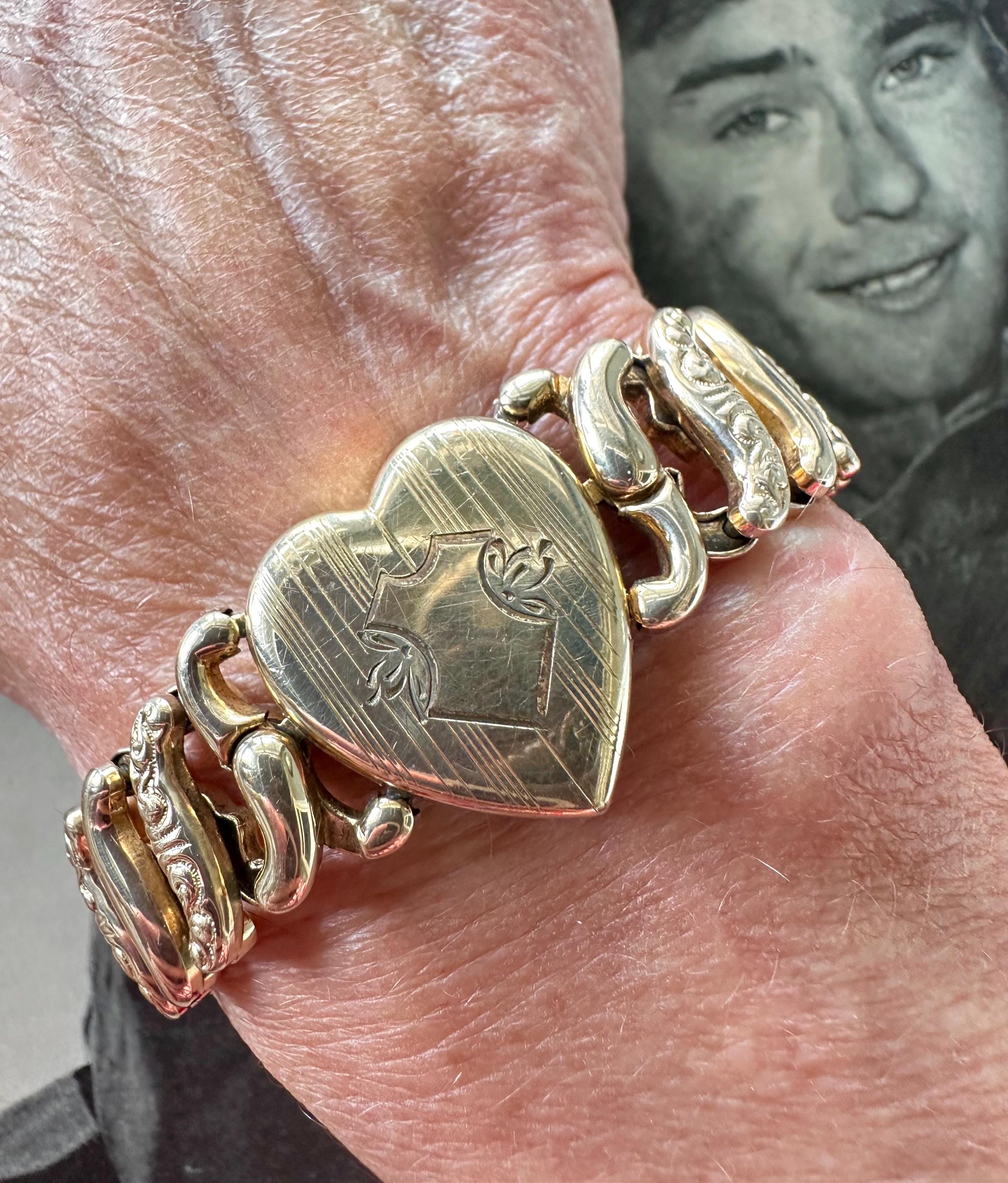 1940s Sweetheart Expansion Bracelet Pitman Keeler Signed Vintage