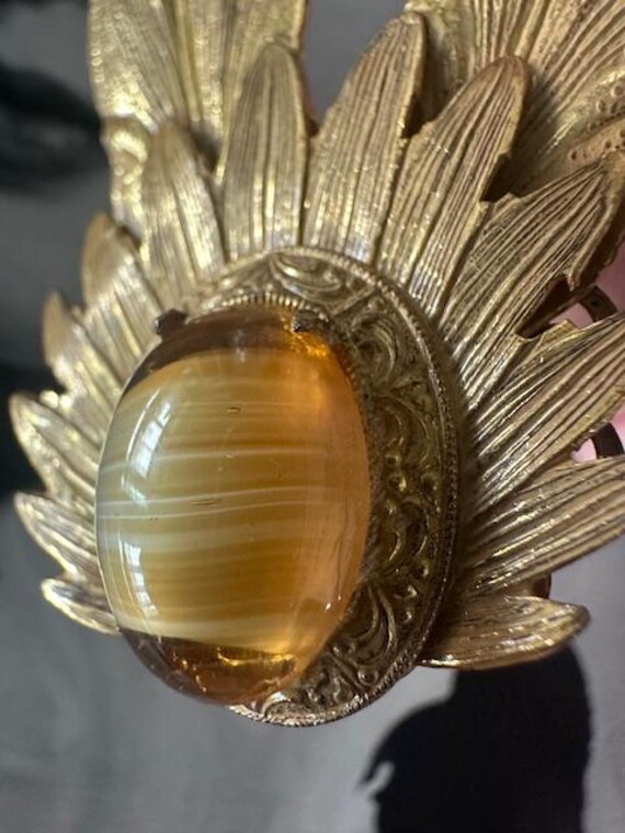 1960s Miriam Haskell Signed Vintage Brooch - Gold… - image 8