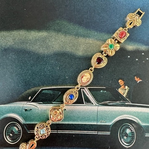 60s Goldette Signed Charm Bracelet, Goldette Signed Jewelry, Vintage Charm Bracelet
