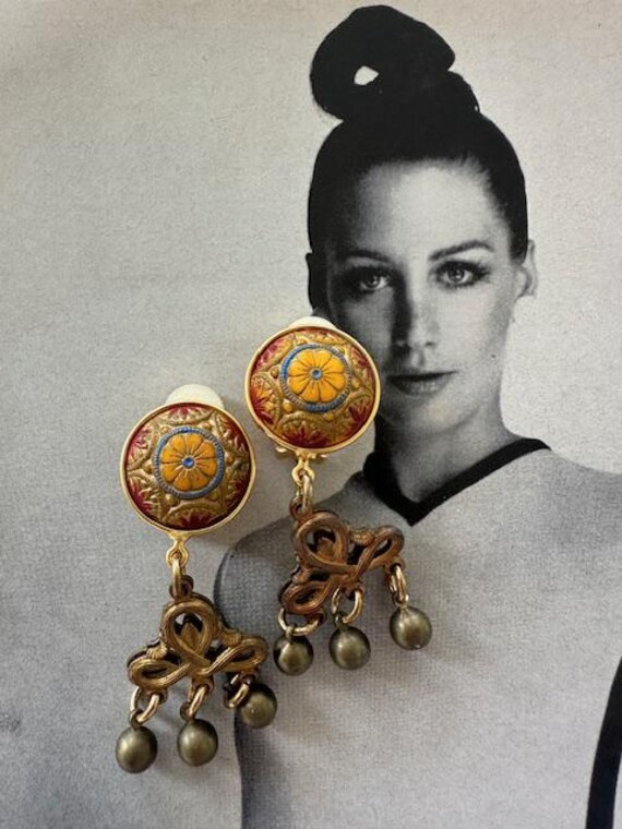 Vintage Oriental Inspired Dangle Drop Earrings, A… - image 7