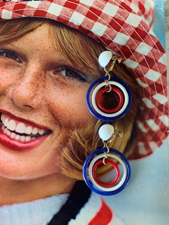 1970s Napier Swivel Hoop Earrings Gem