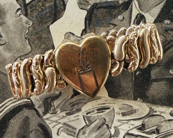 WWII Navy Sweetheart Bracelet -- 1/20 12KT Vermeil Over Sterling