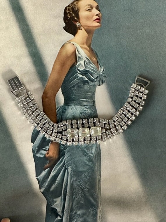 50s Rhinestone Bracelet, Vintage Clear Rhinestone… - image 6