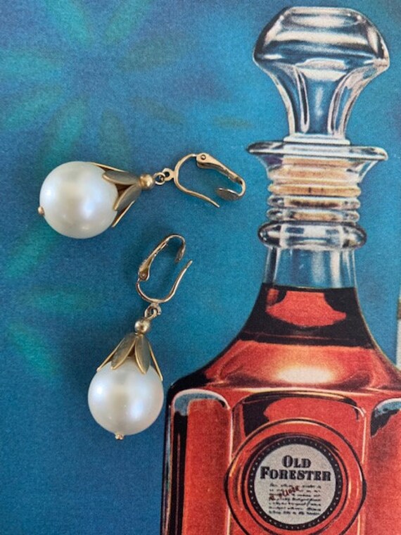 Pearl Dangle Drop Earrings, Pearl Ball Dangle Dro… - image 7