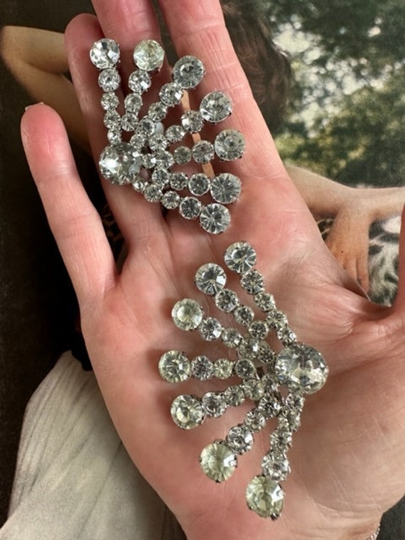 Mega Rhinestone Earrings, Radiating rhinestone Ea… - image 9