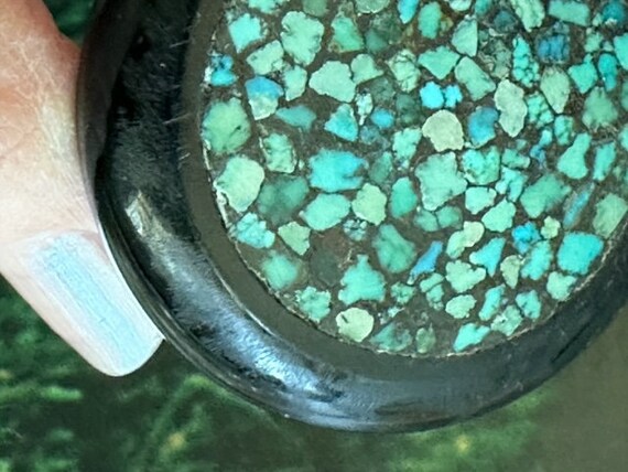 1910 Turquoise Stone Chip Inlay Brooch, Resin with Tu… - Gem