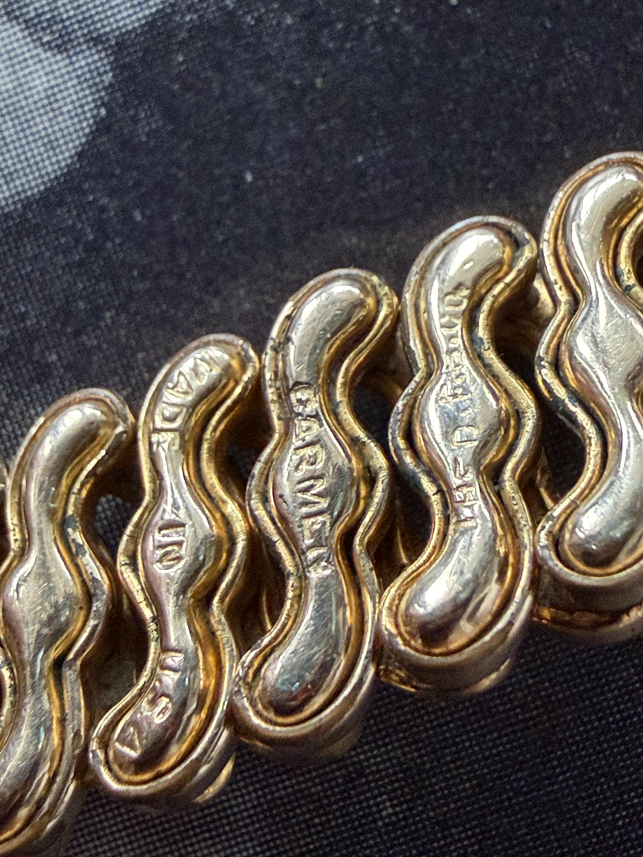 1940s Double Aqua Blue Sweetheart Expansion Bracelet Carmen Signed