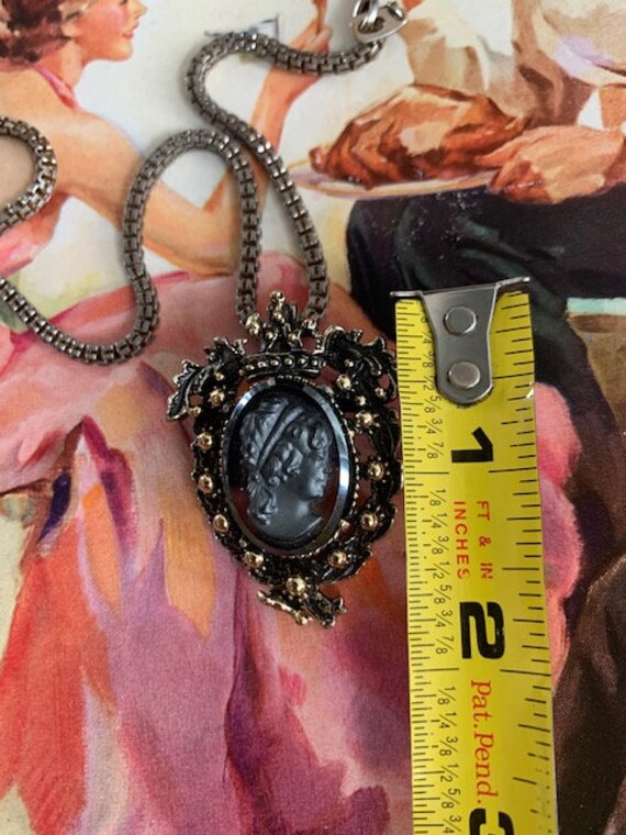 Hematite Cameo Pendant, Vintage Cameo Pendant, Vi… - image 4