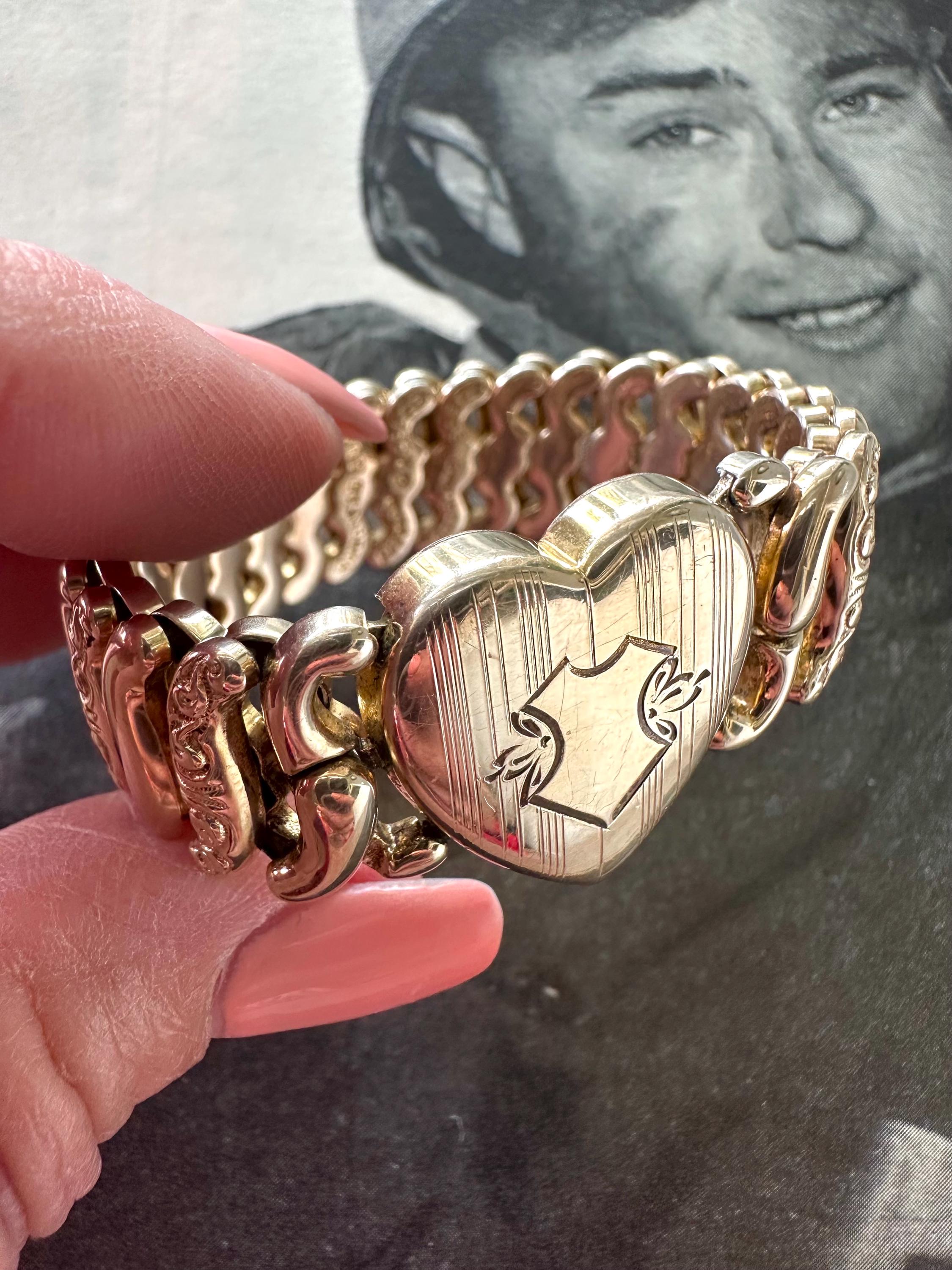 1940s Sweetheart Expansion Bracelet Pitman Keeler Signed Vintage