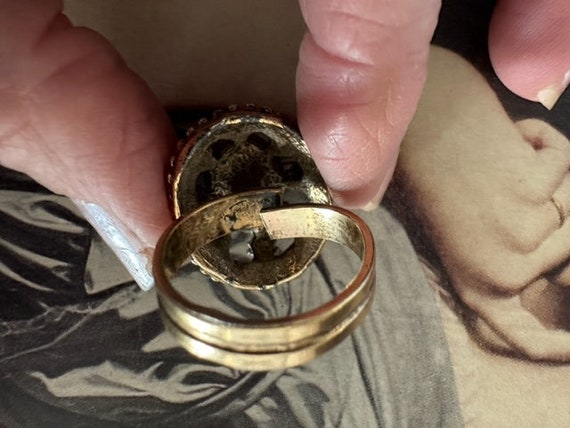 1990s Tiger Eye Statement Ring Adjustable Size 7 … - image 10