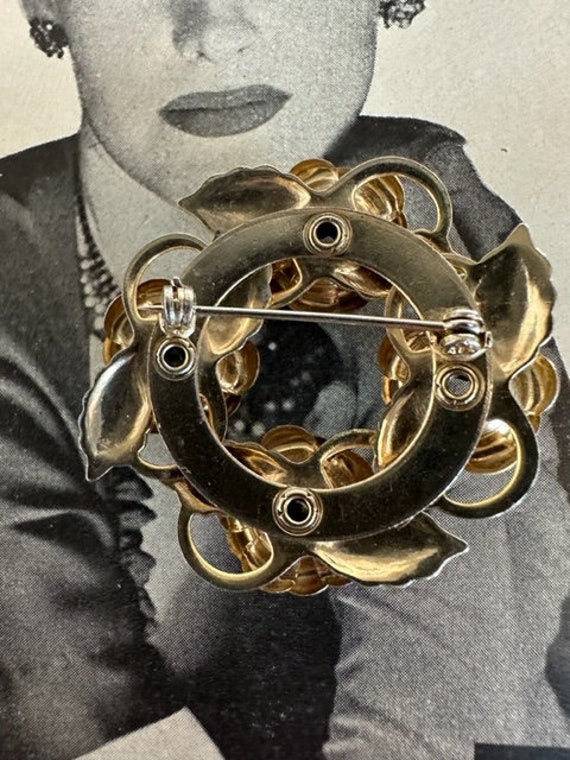 Cabbage Rose Wreath Brooch, Vintage Flower Jewelr… - image 8