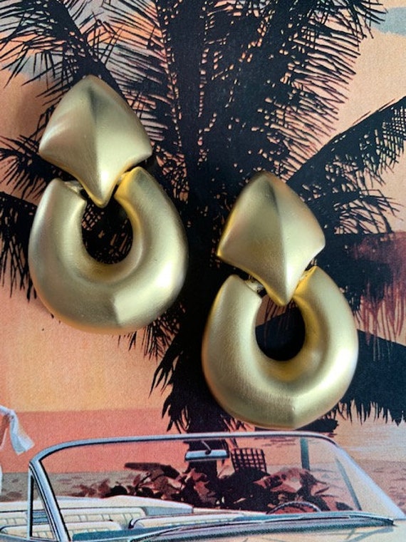 Givenchy Gold Matte Brushed Door Knocker Earrings… - image 4