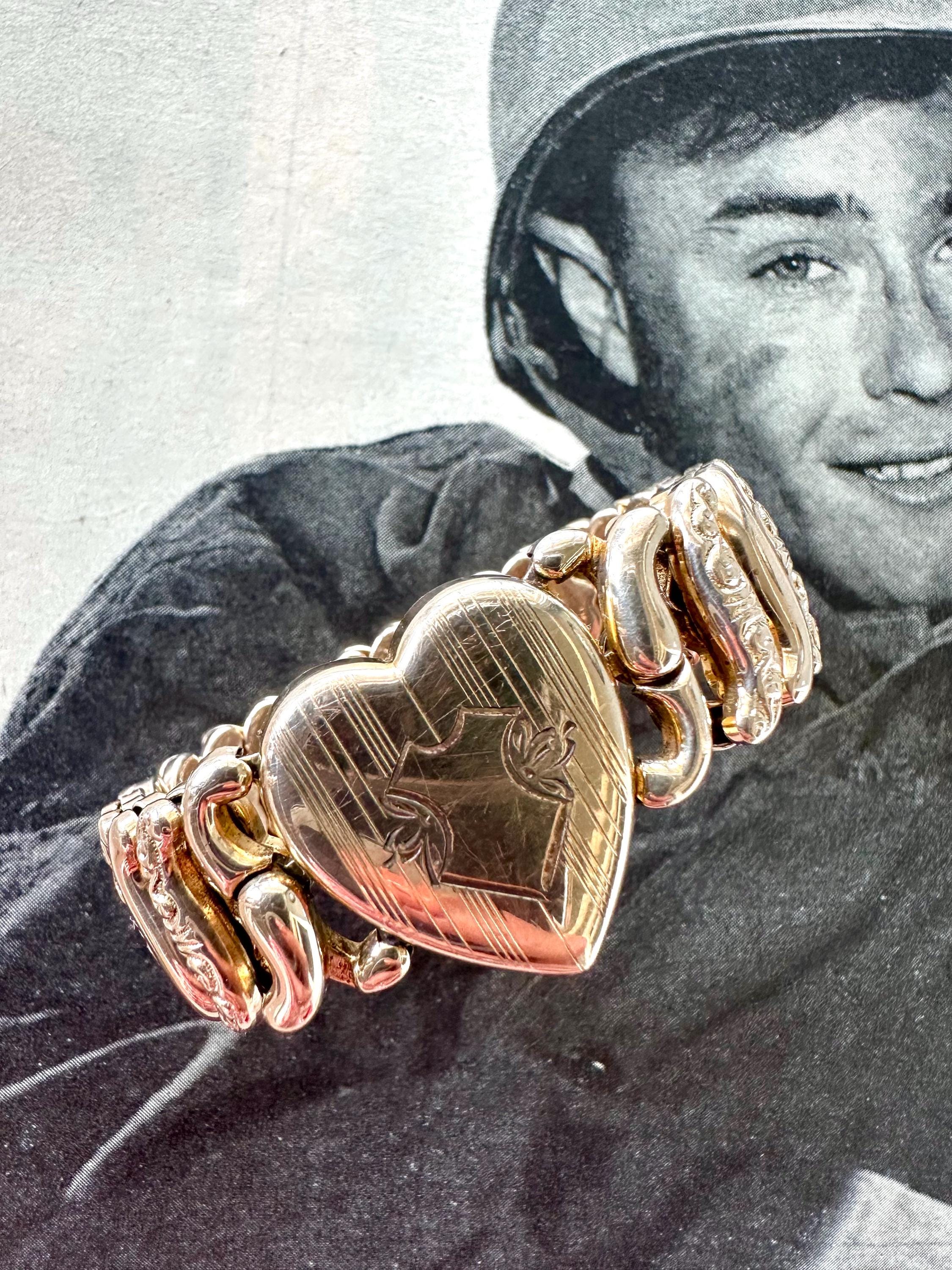 1940s Sweetheart Expansion Bracelet Pitman Keeler Signed Vintage