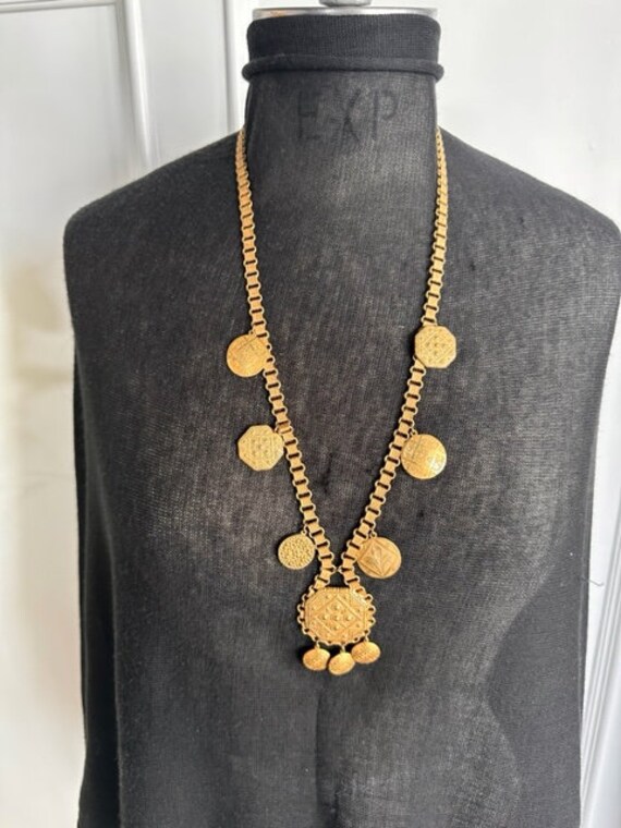 1940s Miriam Haskell Signed Vintage Gold Etruscan… - image 8