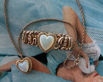 1940s Mother of Pearl Sweetheart Expansion Bracelet & Heart