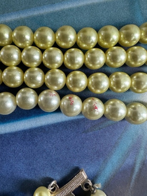 50s 4Strand Yellow Ombre Faux Pearl Necklace, 50s… - image 9