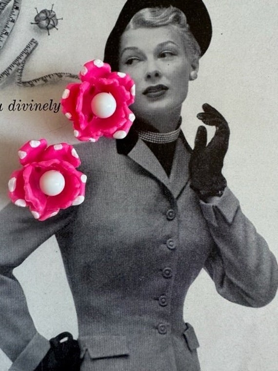 Celluloid Austrian Flower Earrings, 40s Austrian C