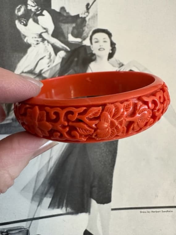 Vintage Celluloid Burnt Orange Celluloid Bangle, C