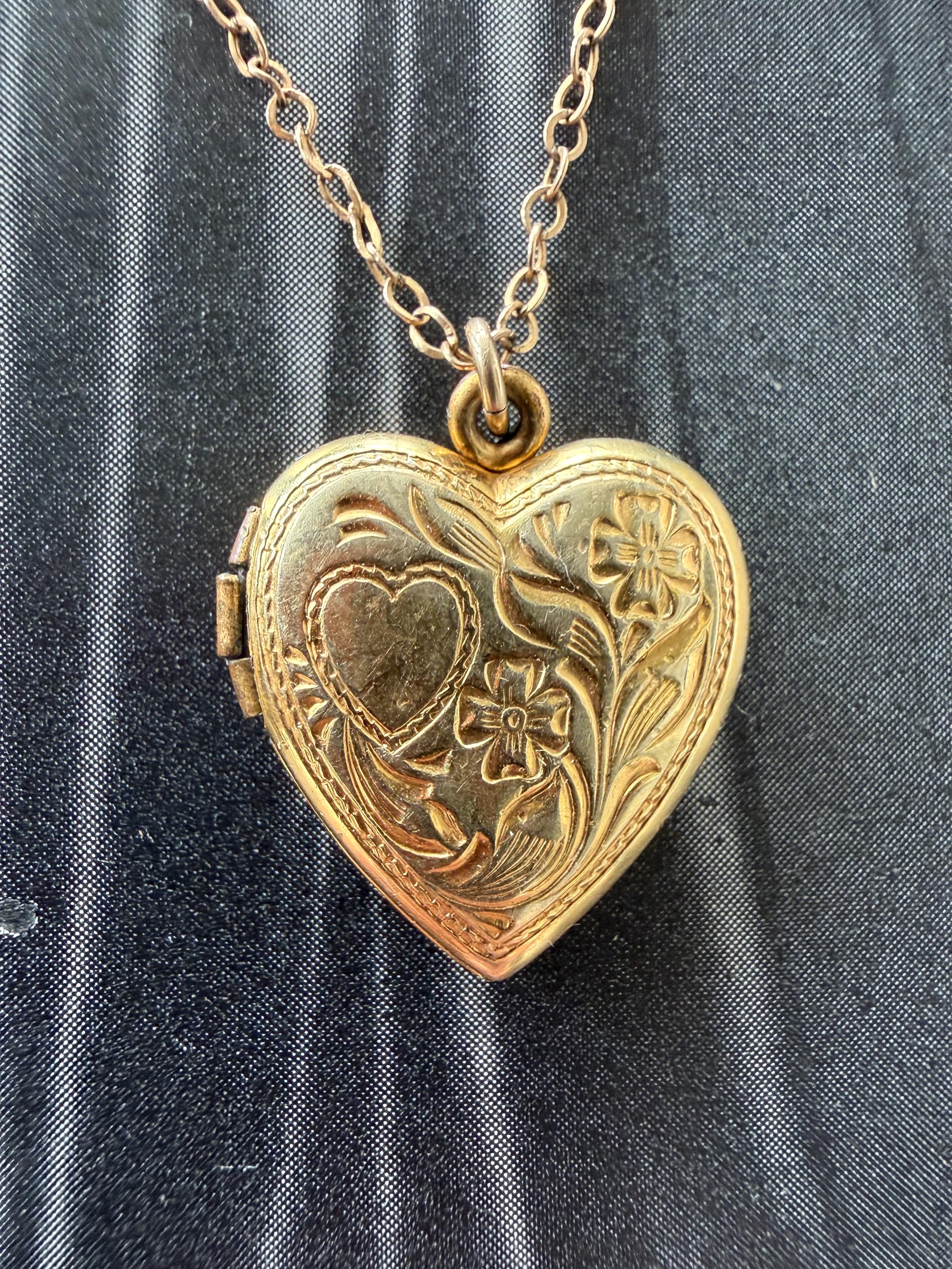 1940s Locket Sweetheart Expansion Bracelet With Matching Pendant