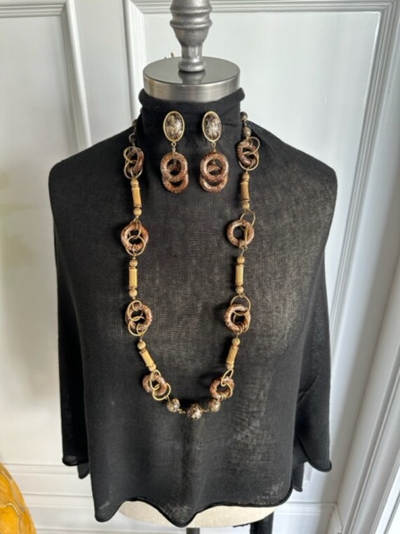 Miriam Haskell Signed Necklace and Matching Earrings, 60s