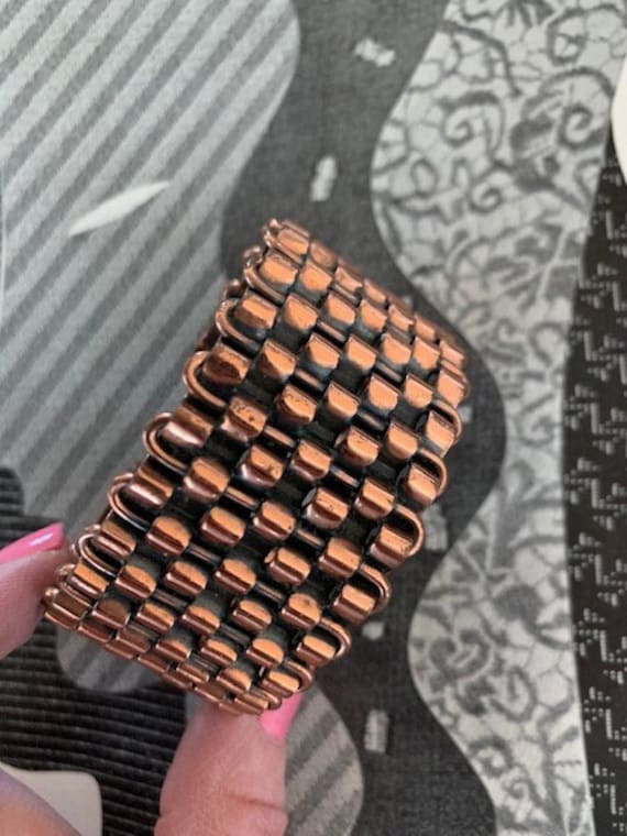 Renoir Signed Copper Basket Weave Cuff Bracelet, Copp… Gem