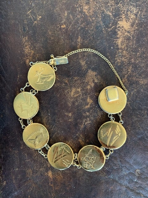 1940s Amita Japanese Damascene Signed Bracelet Gold Silver