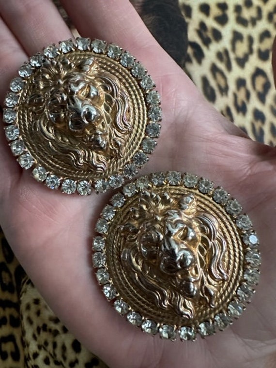 80s Mega Lion Head Earrings, Lion Head Jewelry, L… - image 5