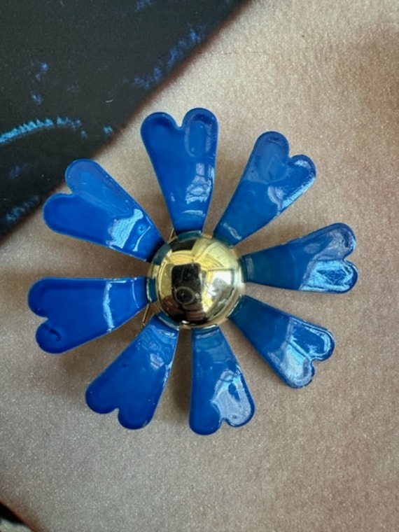 1960s Two Blues Flower Brooch main image 0