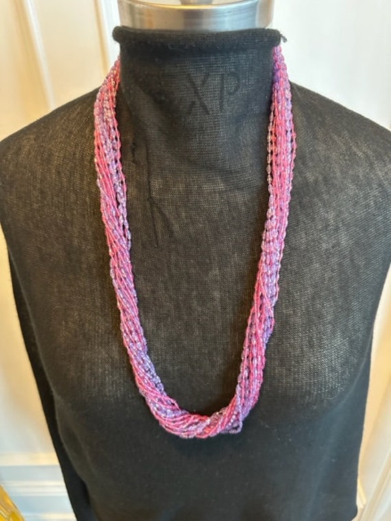 Vintage Celluloid 16-Strands of Purple and Pink C… - image 8