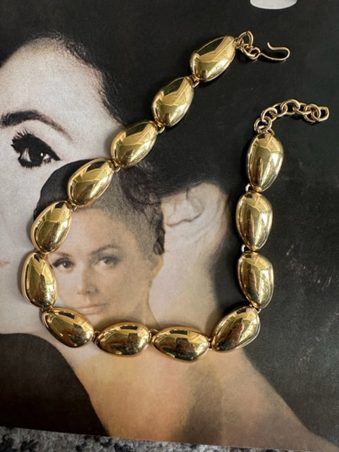 Vintage Gold Chunky Link Necklace 80s Jewelry Etsy