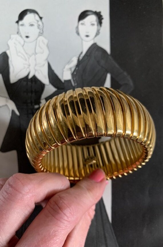 1980s Givenchy Gold Chunky Bangle, 80s Givenchy B… - image 9