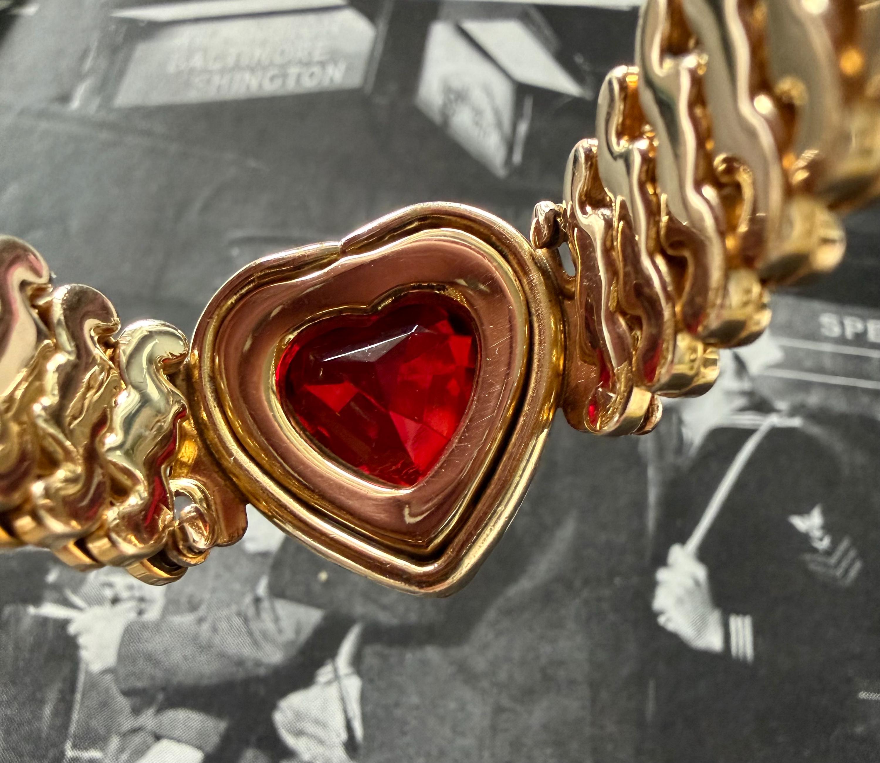1940s Red Sweetheart Expansion Bracelet Victoria Signed Vintage