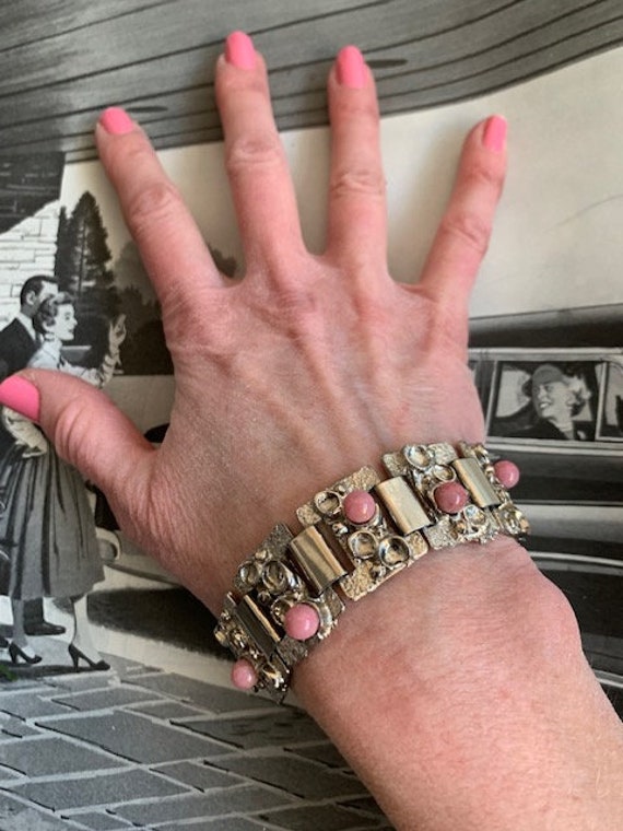 1960s Tiny Bubbles Silver Tone Link Bracelet, 60s… - image 8