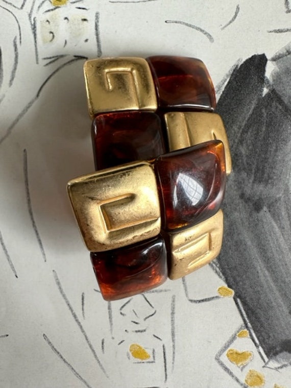 1980s Givenchy Signed Tortoise Shell Gold Clip On… - image 7