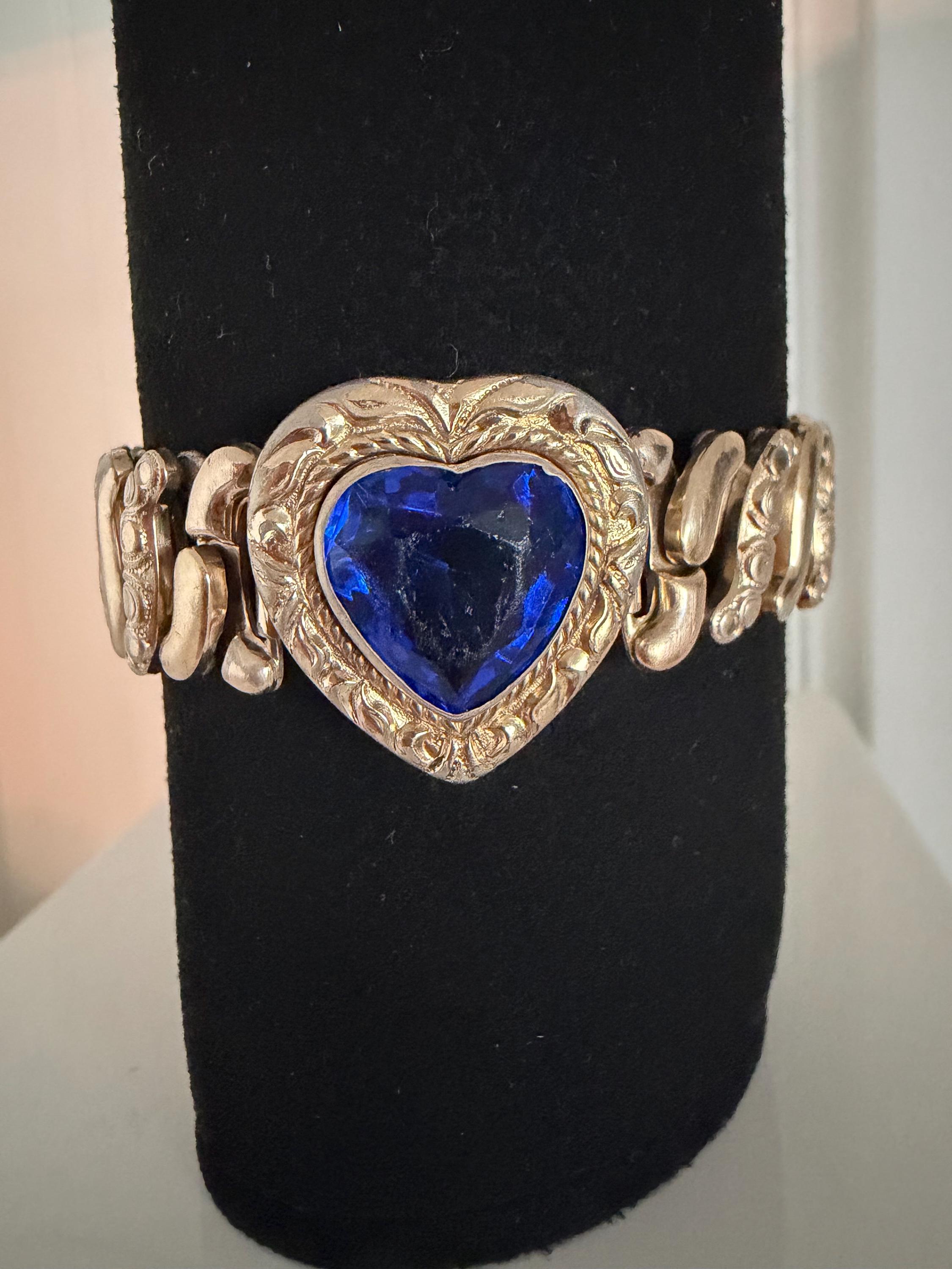 1940s Dark Blue Sweetheart Expansion Bracelet American Queen