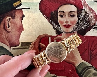 1940s Gold Filled Sweetheart Expansion Bracelet American Queen