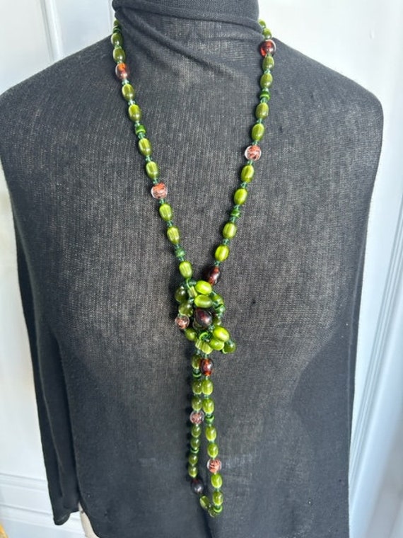 Green Moon Glow Bead Necklace, Long Moon Glow & M… - image 5