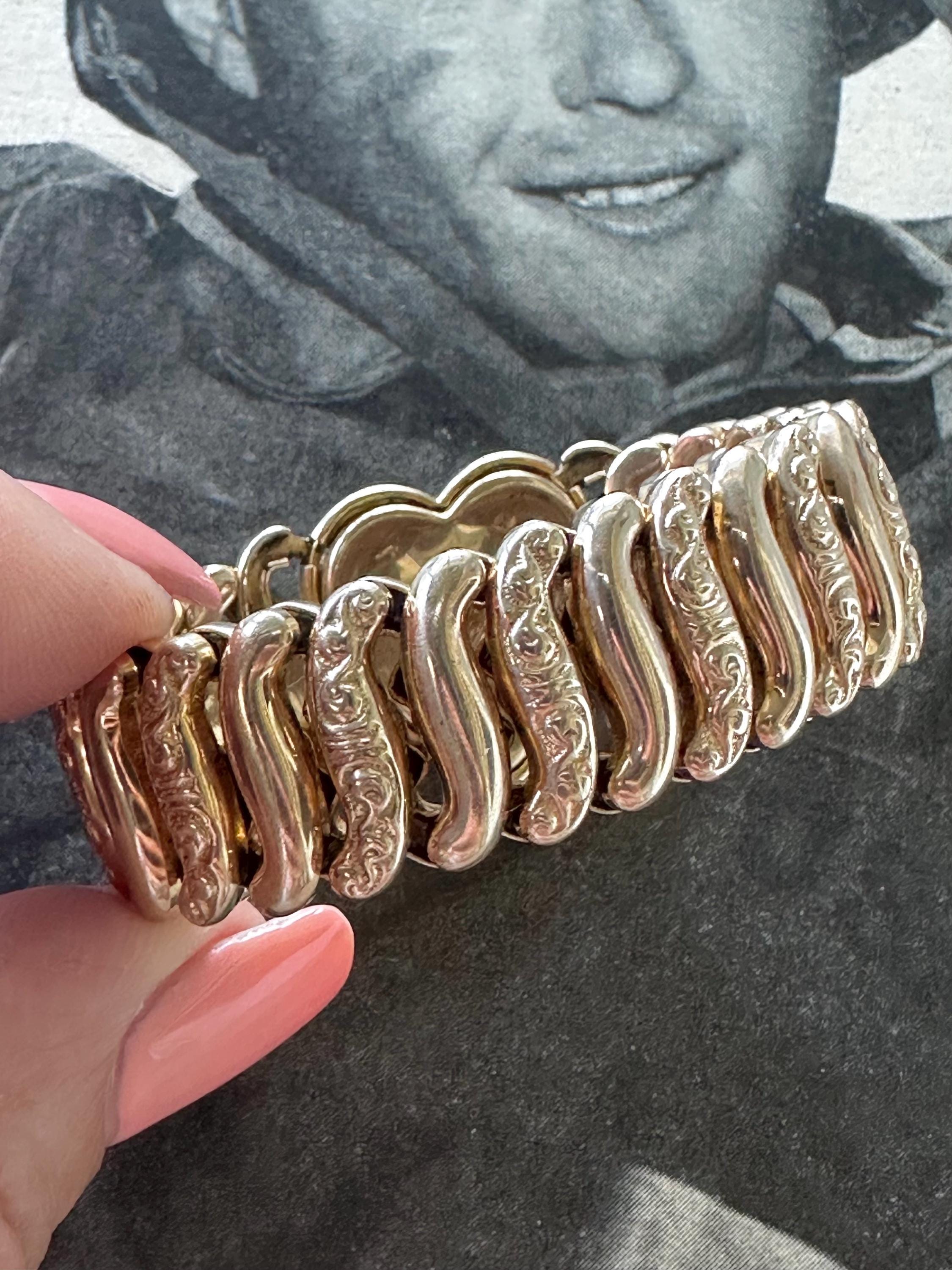 1940s Sweetheart Expansion Bracelet Pitman Keeler Signed Vintage