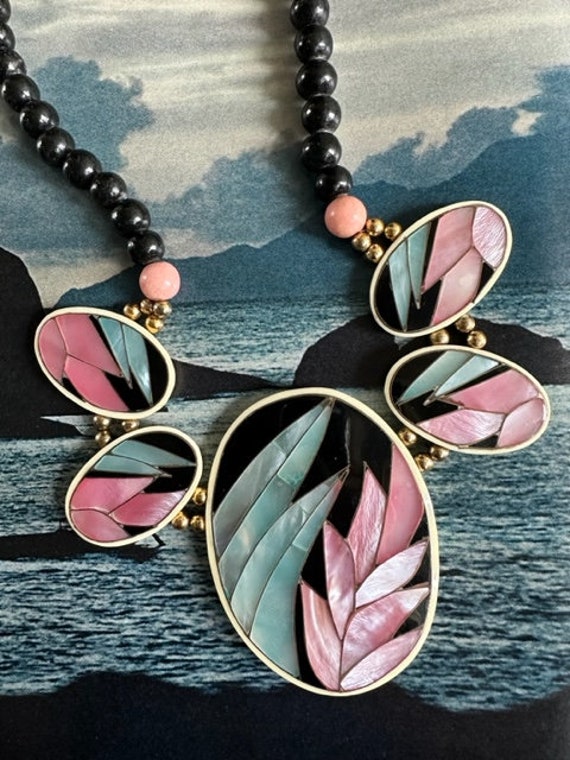 Lee Sands Flower Abalone Necklace, Lee Sands Jewe… - image 2