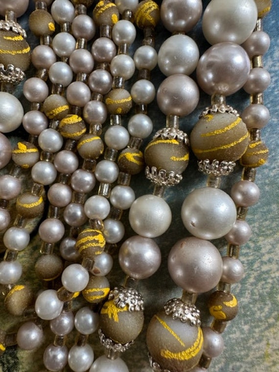 Stunning 50s Pearl Sugar Bead 7 Strand Necklace, … - image 8