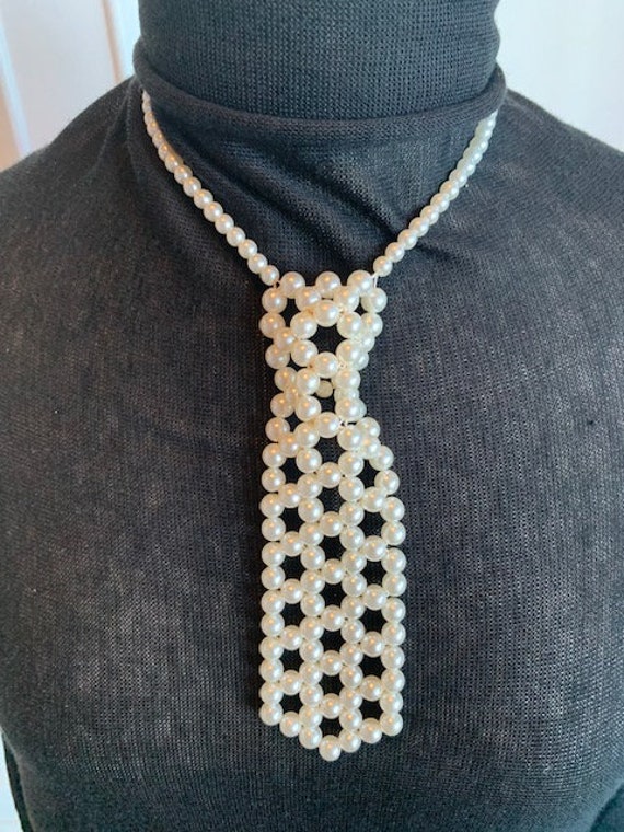 Pearl Necktie Choker, Pearl Necklaces, Unique Pea… - image 4