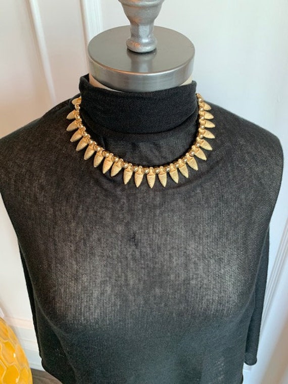 Vintage Gold Articulated Pin Cone Choker, 80s Gol… - image 4