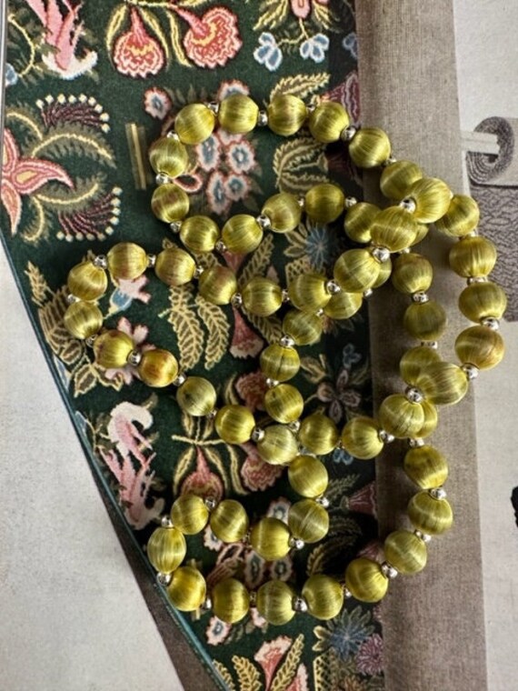 Chartruese green Spun Silk Beaded Necklace , 60 Sa
