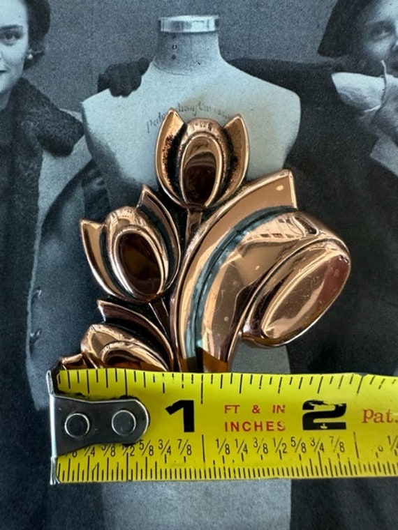 Renoir Copper Brooch, MCM Renoir Flower Pin, 50s … - image 9