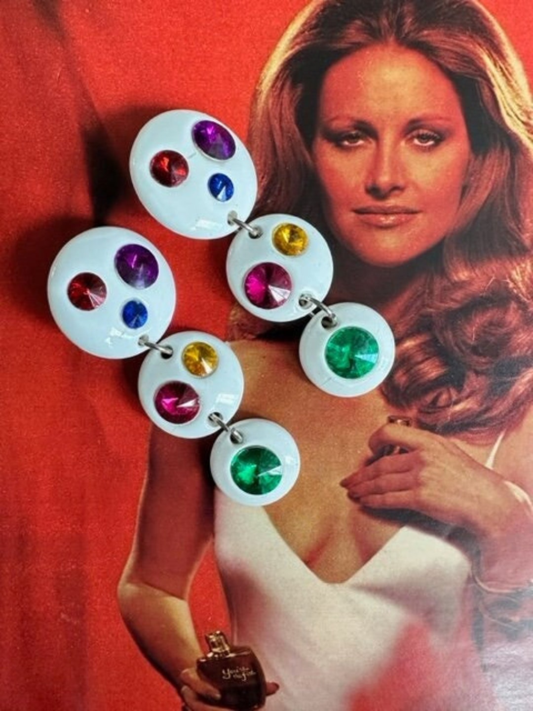 80s Mega White Lucite Triple Dangle Earrings 80s Mega Dangle Etsy