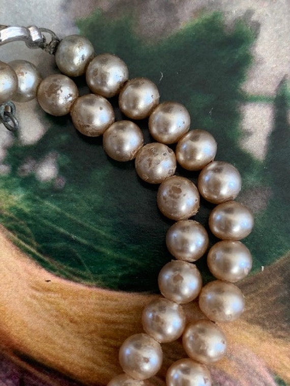 50s Pearl Brooch Pendant on 2-strand Pearl Choker… - image 6