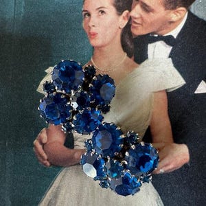 Weiss Blue Rhinestone Earrings, Rhinestone Earrings, Weiss Earrings, Weiss Jewelry 50s Jewelry, 50s Jewelry,Mid Century Earrings