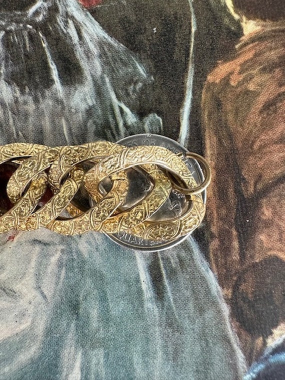1910s Antique Chunky Ornate Chain Link Bracelet A… - image 7