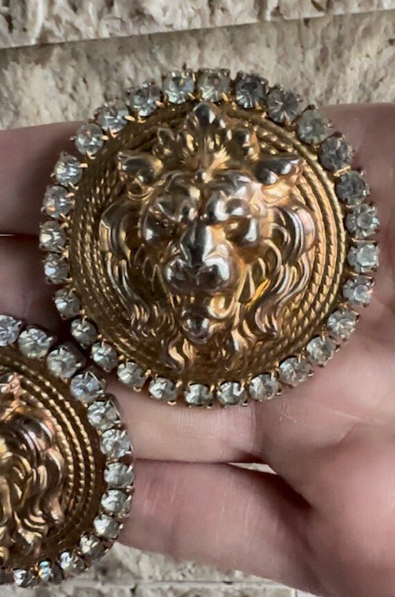 80s Mega Lion Head Earrings, Lion Head Jewelry, L… - image 8