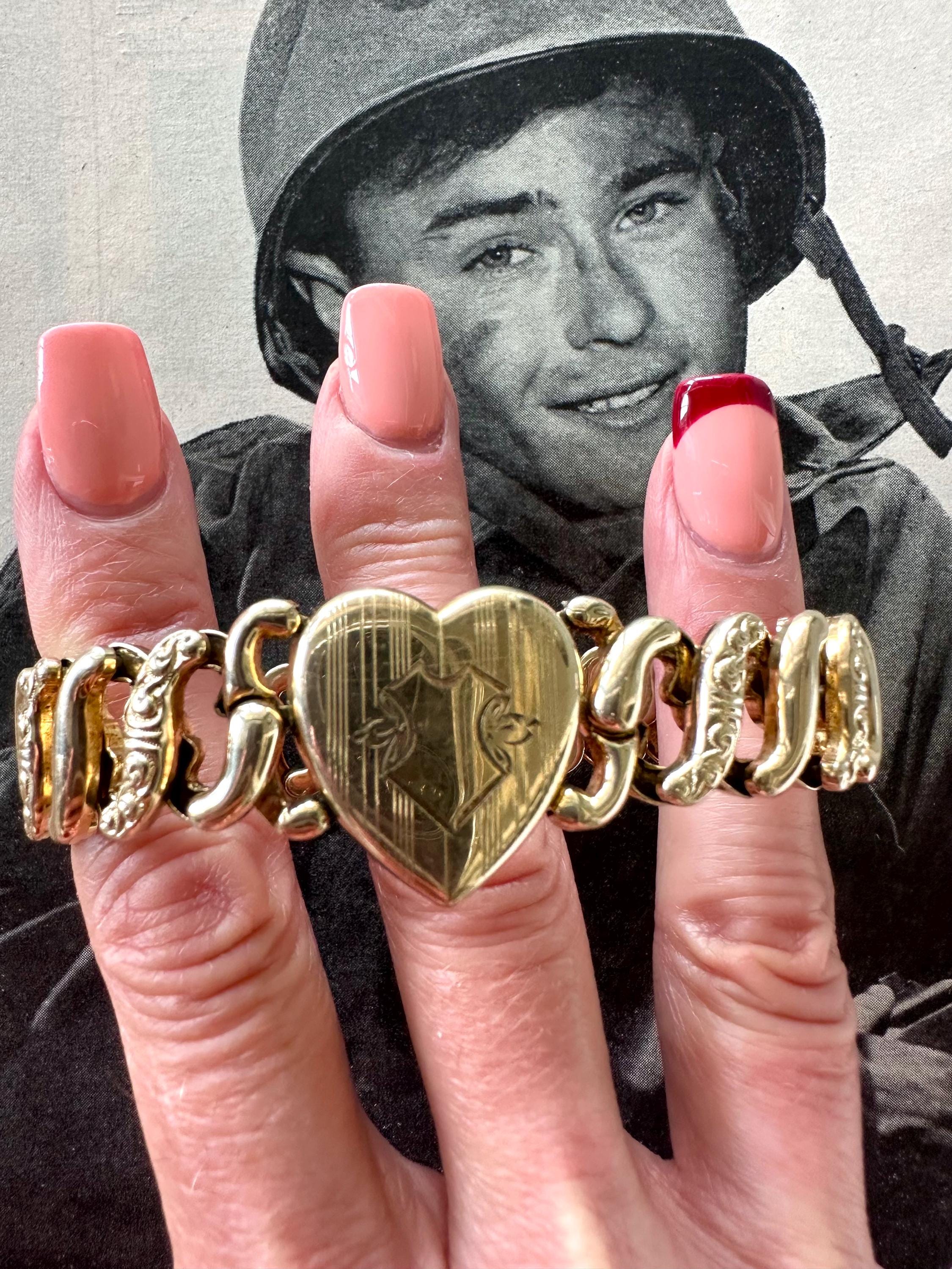 1940s Sweetheart Expansion Bracelet Pitman Keeler Signed Vintage